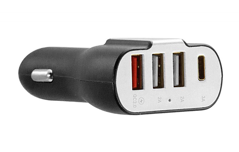 4-Port Car Charger with Port, Qualcomm Quick Charge Port, and 2 USB Ports - Petrel Data Systems