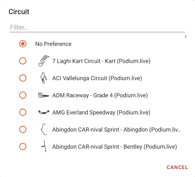 Cloud Search Criteria - Circuit Selection