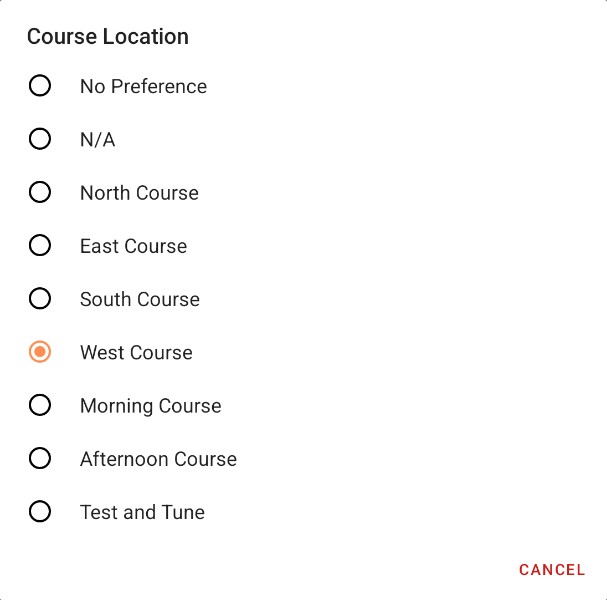 Cloud Search Criteria - Course Location Selection
