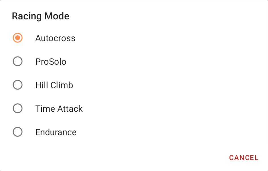 Cloud Search Criteria - Racing Mode Selection