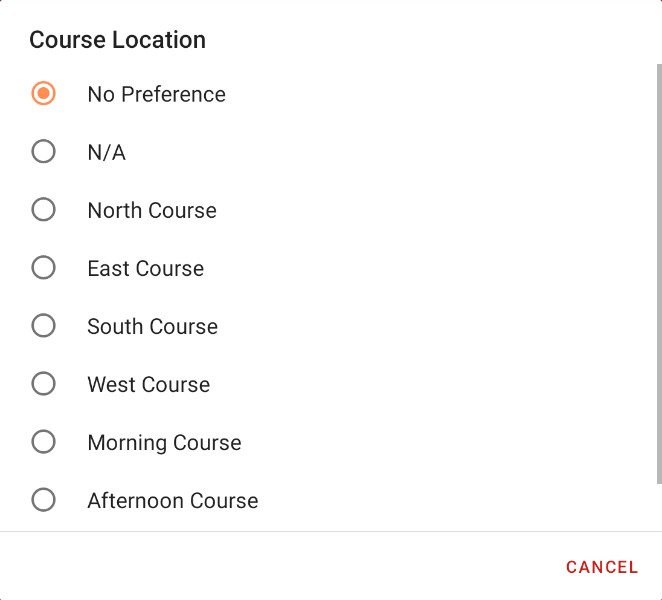 Cloud Search Criteria - Course Location Selection