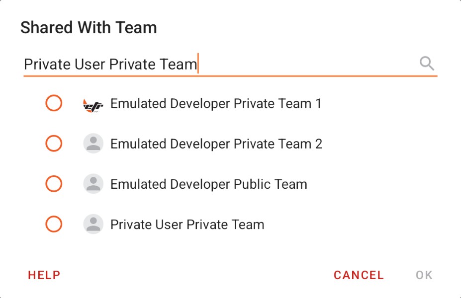 Cloud Search Criteria - Shared With team list