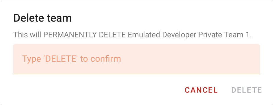 Manage Cloud Teams - Delete Team