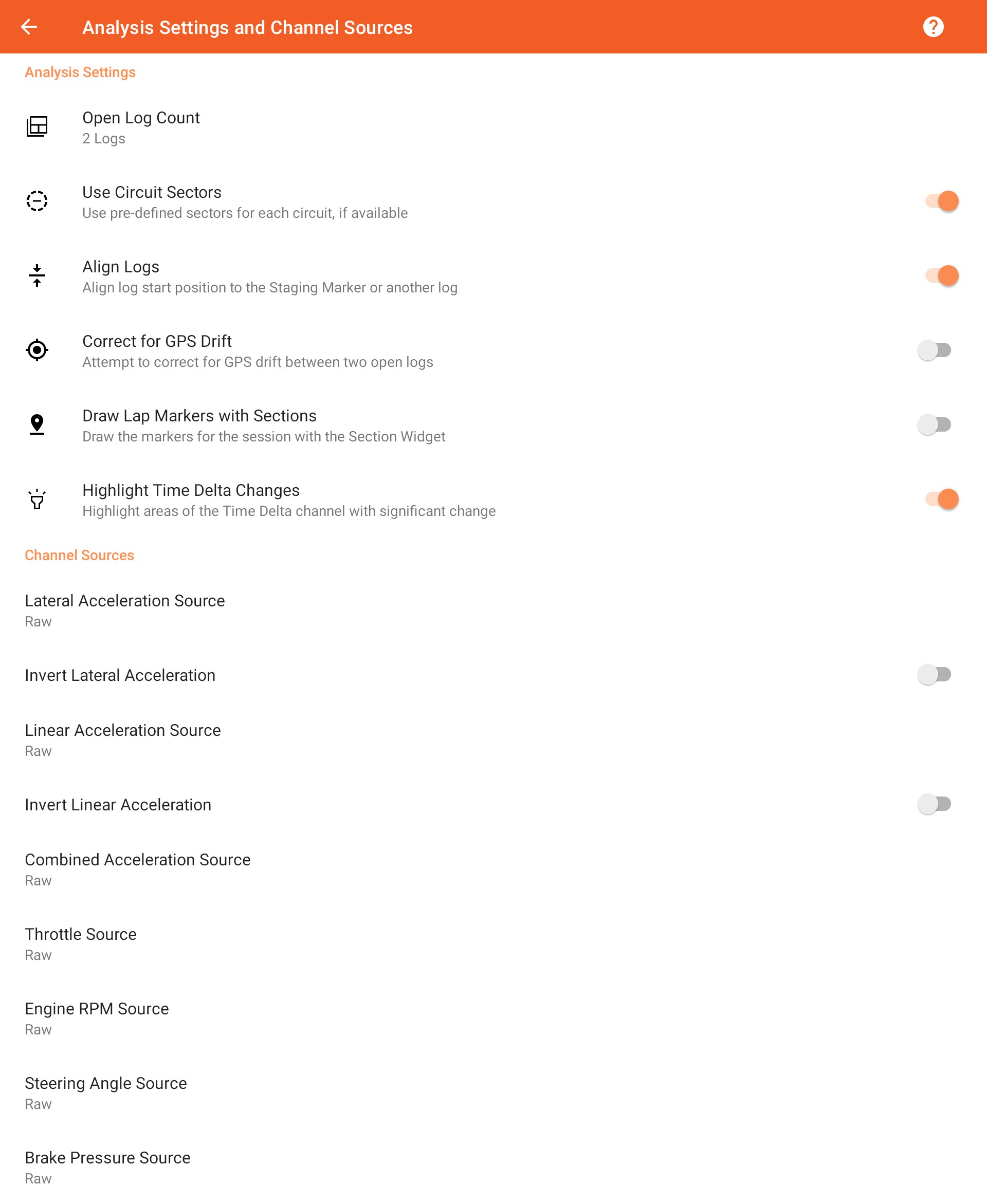 Analysis Settings
