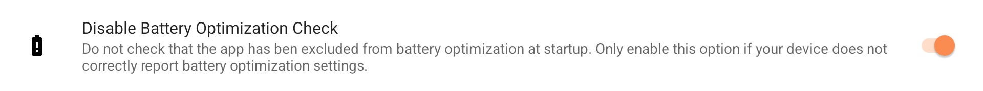 Disable Battery Optimization Check