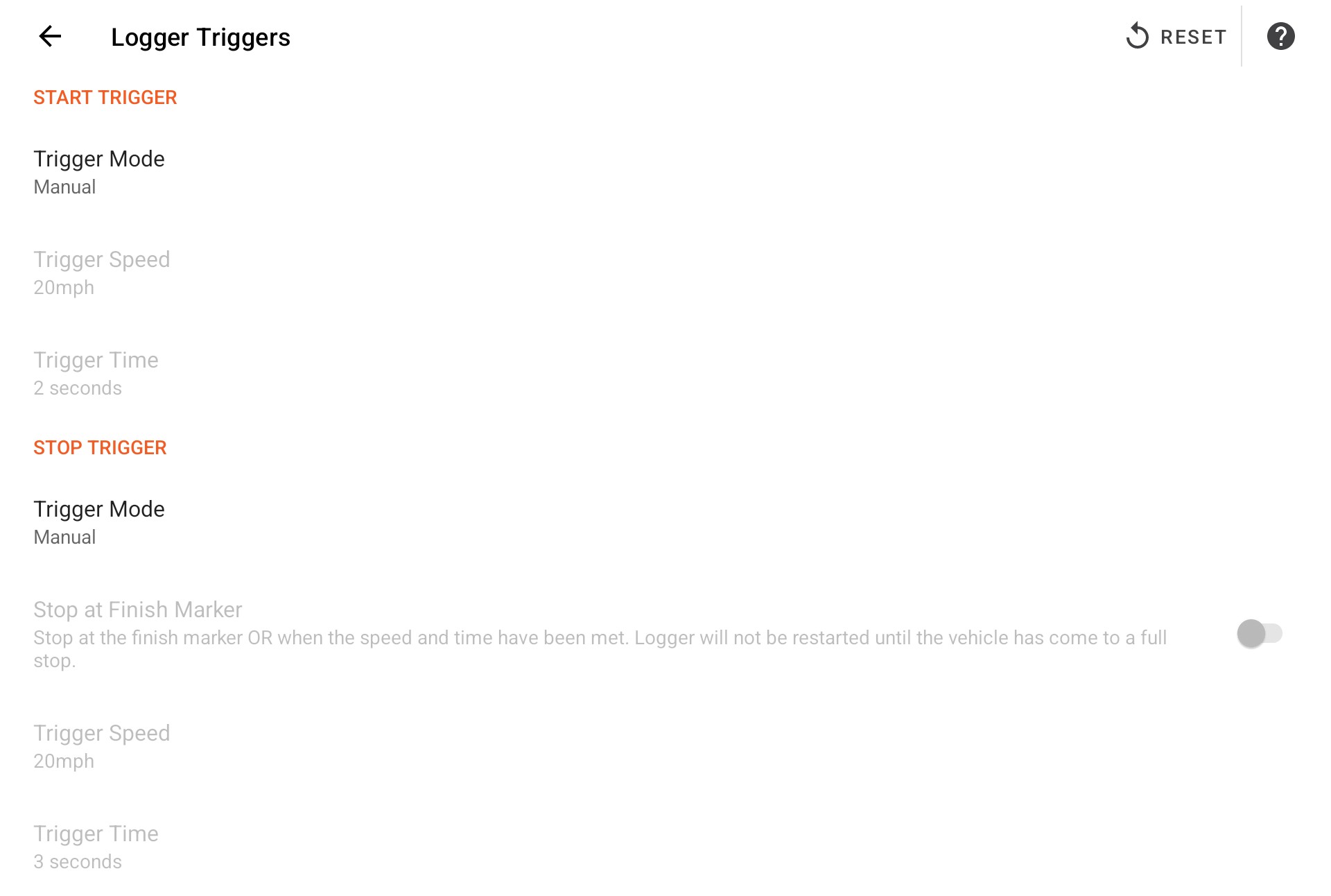 Trigger Settings