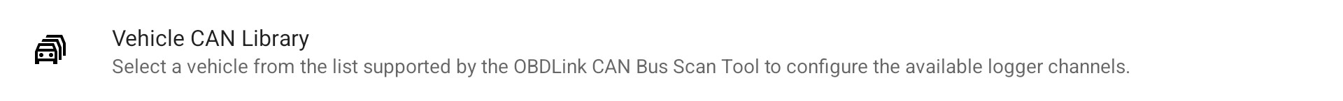 Vehicle Settings - Vehicle CAN Library Preference