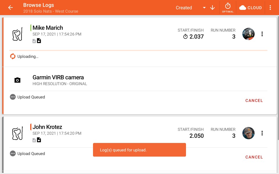 Upload Logs - Progress