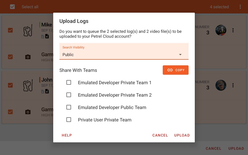 Upload Logs - Sharing