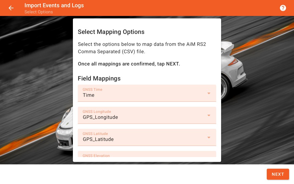 Log Import - Select Mapping Options